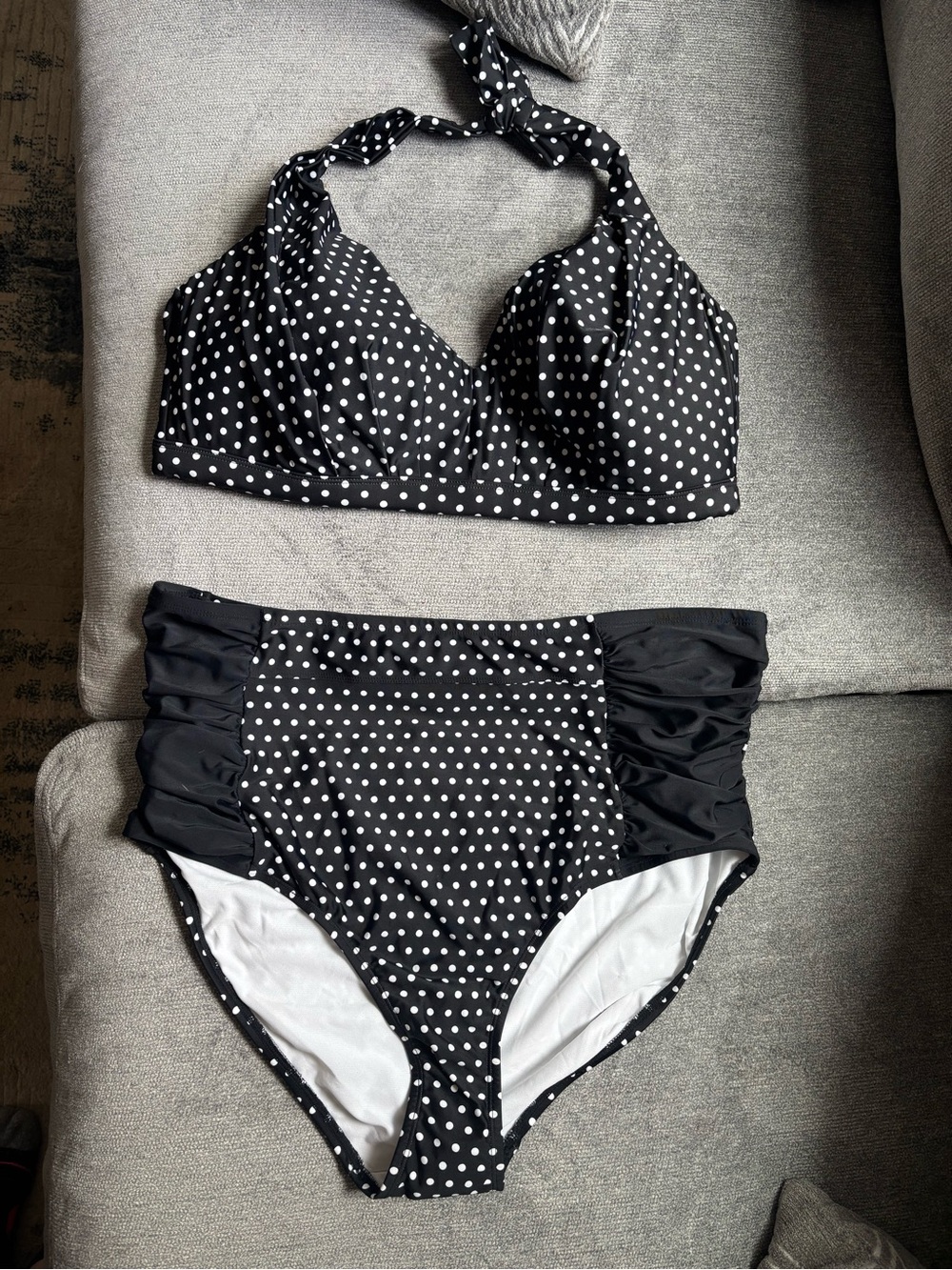 Pure Energy Plus Size 20W 22W Retro Polka Dot Bikini Set High Waisted